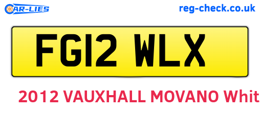 FG12WLX are the vehicle registration plates.