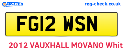 FG12WSN are the vehicle registration plates.