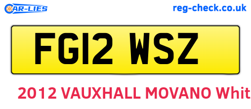 FG12WSZ are the vehicle registration plates.