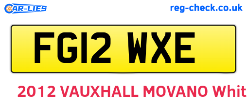 FG12WXE are the vehicle registration plates.