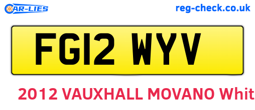 FG12WYV are the vehicle registration plates.