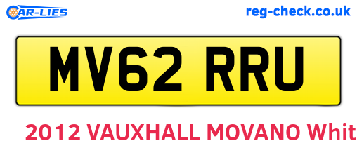 MV62RRU are the vehicle registration plates.