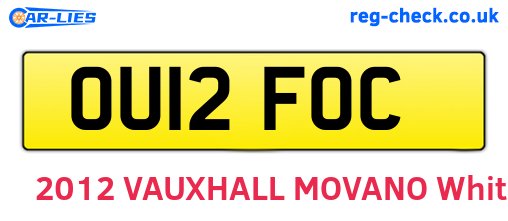 OU12FOC are the vehicle registration plates.