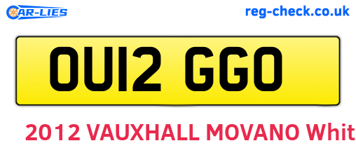 OU12GGO are the vehicle registration plates.