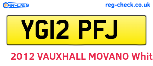 YG12PFJ are the vehicle registration plates.