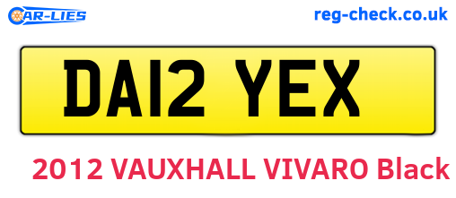 DA12YEX are the vehicle registration plates.