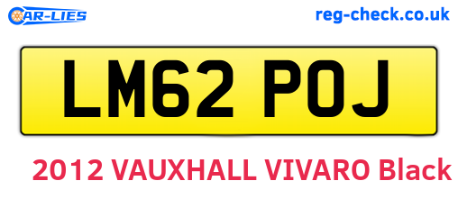 LM62POJ are the vehicle registration plates.