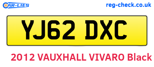YJ62DXC are the vehicle registration plates.