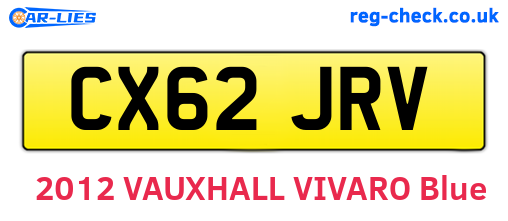 CX62JRV are the vehicle registration plates.