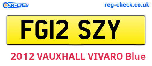 FG12SZY are the vehicle registration plates.