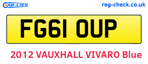 FG61OUP are the vehicle registration plates.
