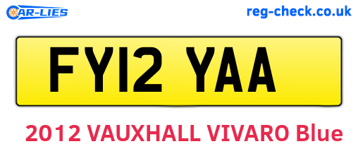FY12YAA are the vehicle registration plates.