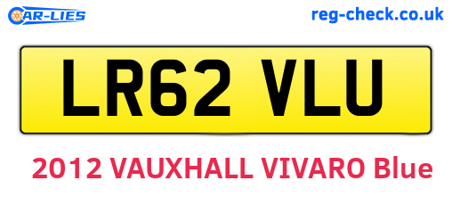 LR62VLU are the vehicle registration plates.