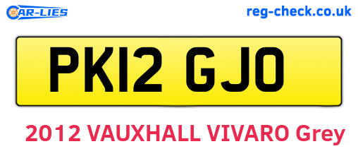 PK12GJO are the vehicle registration plates.