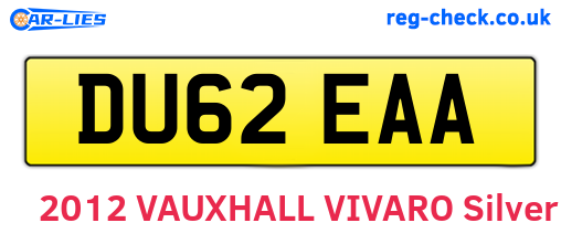 DU62EAA are the vehicle registration plates.
