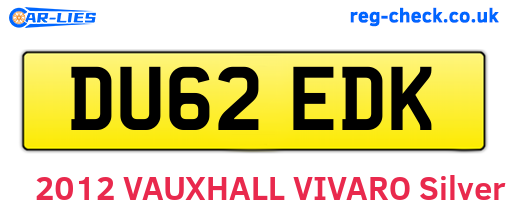 DU62EDK are the vehicle registration plates.