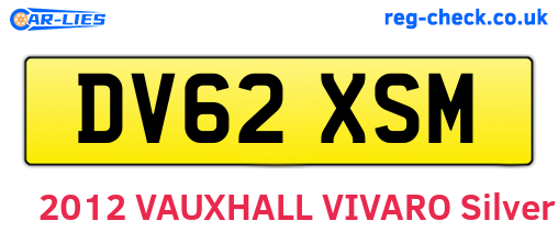 DV62XSM are the vehicle registration plates.