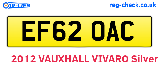 EF62OAC are the vehicle registration plates.