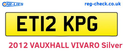 ET12KPG are the vehicle registration plates.