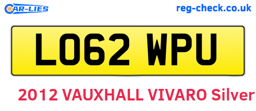 LO62WPU are the vehicle registration plates.