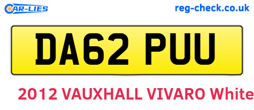 DA62PUU are the vehicle registration plates.