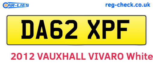 DA62XPF are the vehicle registration plates.