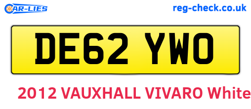 DE62YWO are the vehicle registration plates.