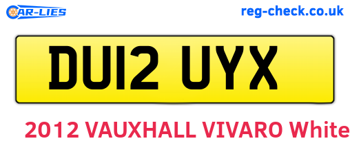 DU12UYX are the vehicle registration plates.