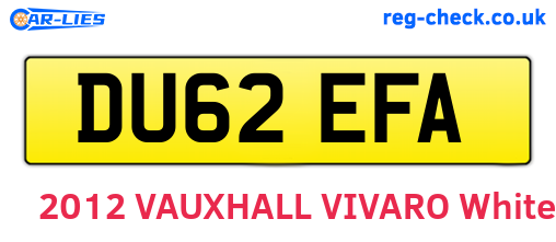 DU62EFA are the vehicle registration plates.