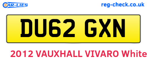 DU62GXN are the vehicle registration plates.
