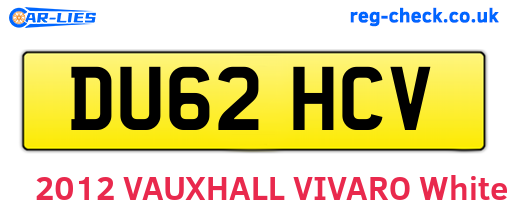 DU62HCV are the vehicle registration plates.