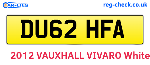 DU62HFA are the vehicle registration plates.