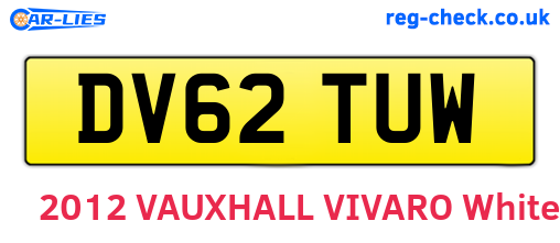 DV62TUW are the vehicle registration plates.