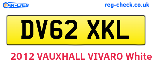 DV62XKL are the vehicle registration plates.