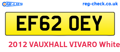 EF62OEY are the vehicle registration plates.