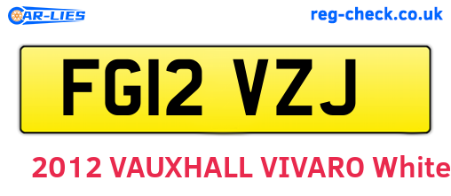 FG12VZJ are the vehicle registration plates.