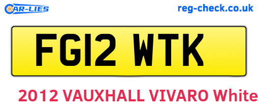 FG12WTK are the vehicle registration plates.