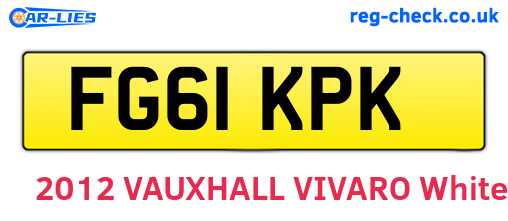 FG61KPK are the vehicle registration plates.
