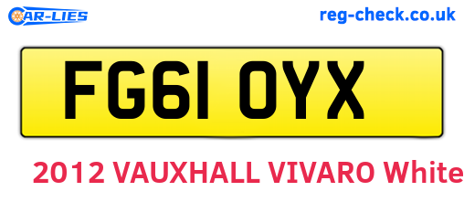 FG61OYX are the vehicle registration plates.