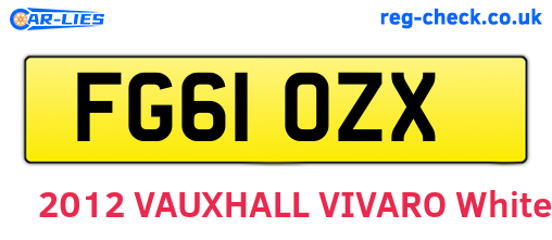 FG61OZX are the vehicle registration plates.
