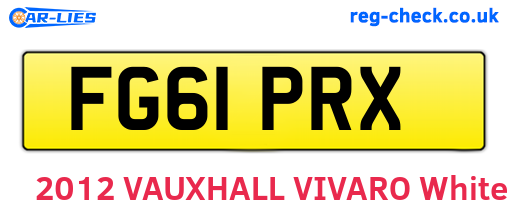 FG61PRX are the vehicle registration plates.