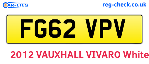 FG62VPV are the vehicle registration plates.