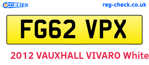 FG62VPX are the vehicle registration plates.