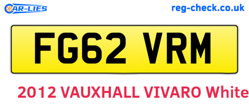 FG62VRM are the vehicle registration plates.