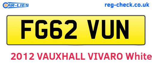 FG62VUN are the vehicle registration plates.