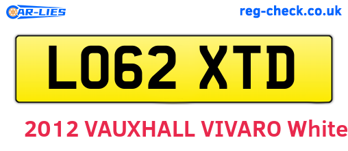 LO62XTD are the vehicle registration plates.