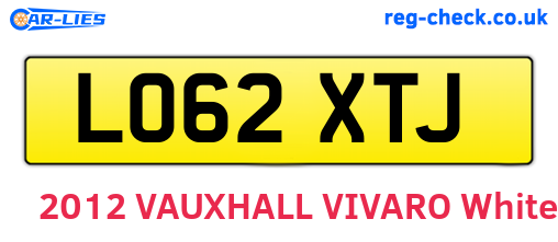 LO62XTJ are the vehicle registration plates.