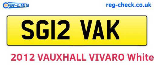 SG12VAK are the vehicle registration plates.