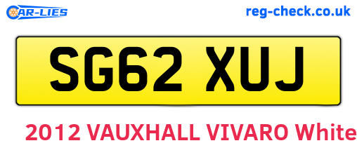 SG62XUJ are the vehicle registration plates.