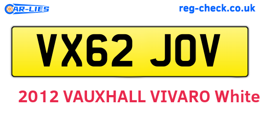 VX62JOV are the vehicle registration plates.